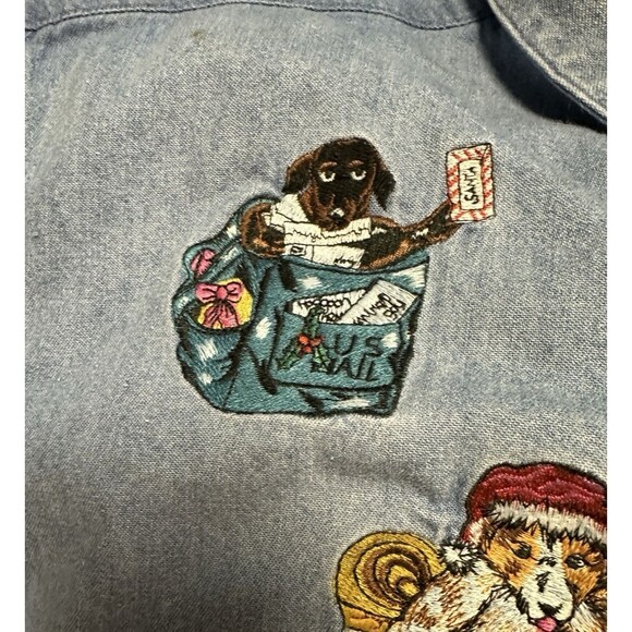 Telluride Clothing Co Christmas Dogs Long Sleeve Shirt Womens Size L - Picture 8 of 16